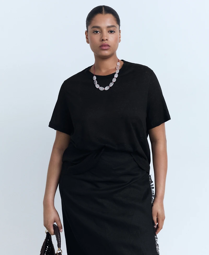 Mango Women's Short-Sleeved Linen T-Shirt