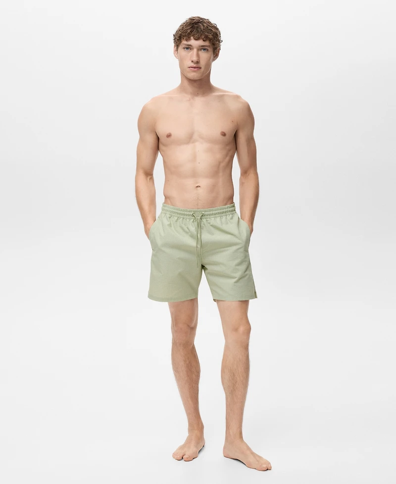 Mango Men's Seersucker Swimming Trunks