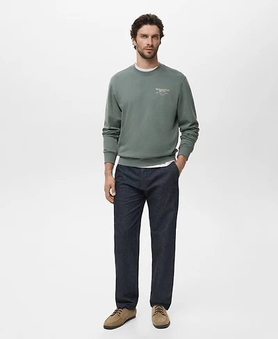 Mango Men's Printed Cotton Sweatshirt