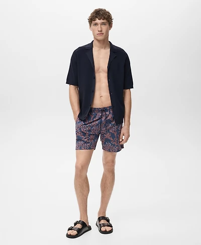 Mango Men's Coral Print Swimsuit