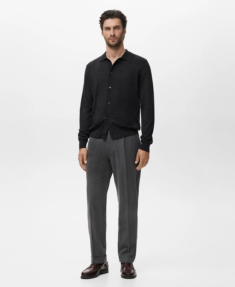 Mango Men's Merino Wool Cardigan