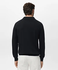 Mango Men's Wool Knitted Polo Sweater