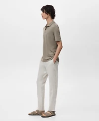 Mango Men's Linen Blend Slim Fit Polo Shirt