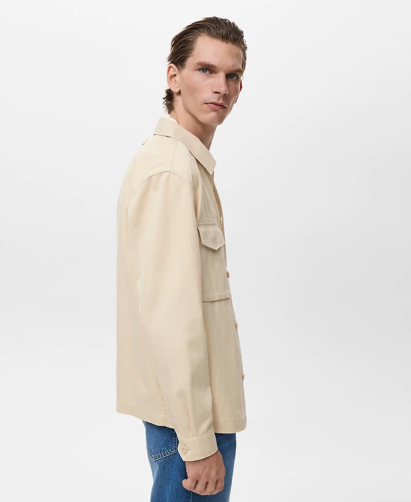 Mango Men's Pockets Lyocell Cotton Jacket