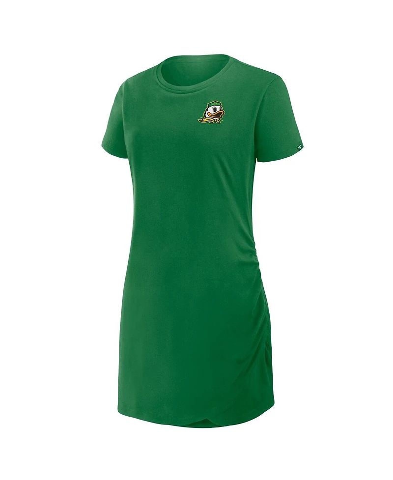 Fanatics Women's Green Oregon Ducks Ruched Drape T-Shirt Dress