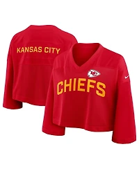 Nike Women's Red Kansas City Chiefs Primetime Cropped Mesh Fashion Jersey