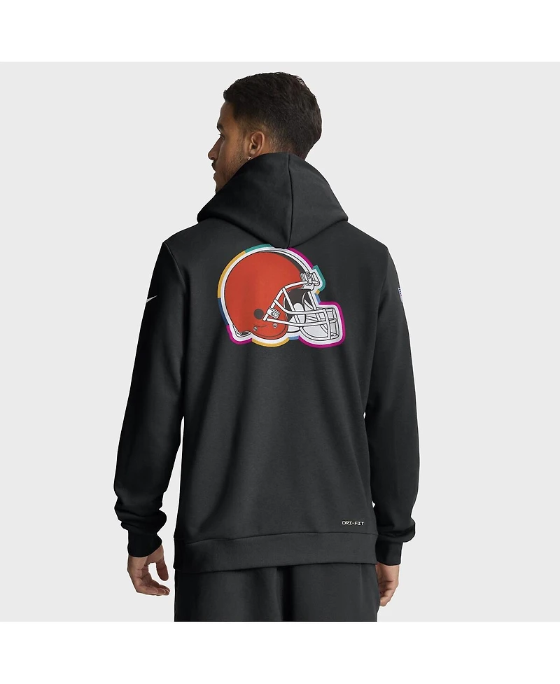 Nike Men's Black Cleveland Browns 2025 Nfl Crucial Catch Sideline Standard Issue Dri-fit Hoodie