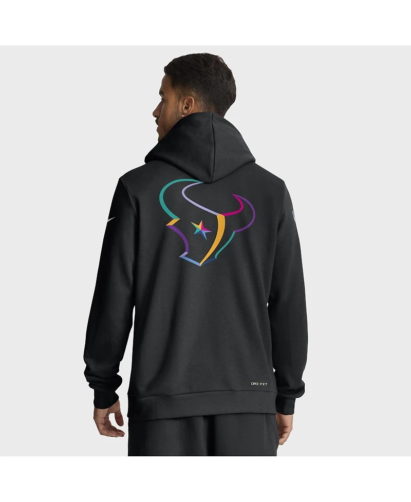 Nike Men's Black Houston Texans 2025 Nfl Crucial Catch Sideline Standard Issue Dri-fit Hoodie