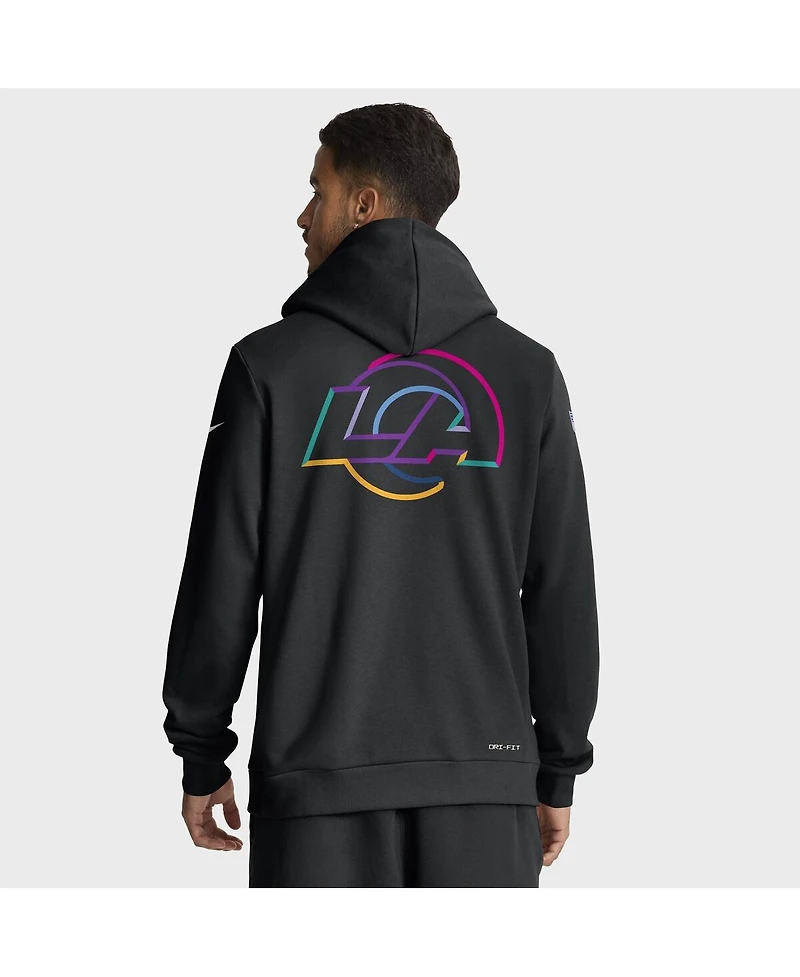 Nike Men's Black Los Angeles Rams 2025 Nfl Crucial Catch Sideline Standard Issue Dri-fit Hoodie