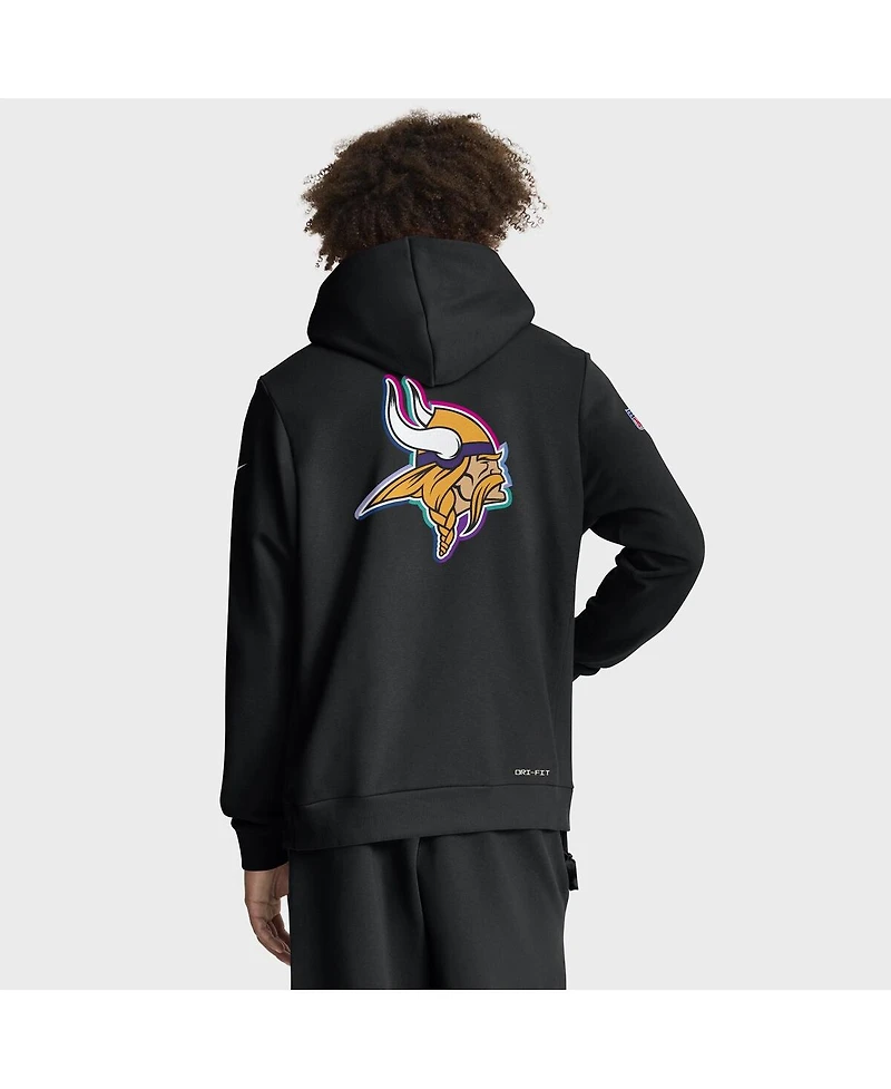 Nike Men's Black Minnesota Vikings 2025 Nfl Crucial Catch Sideline Standard Issue Dri-fit Hoodie