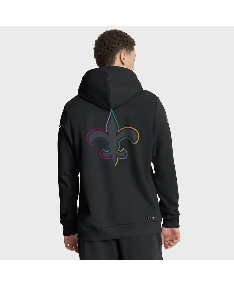 Nike Men's Black New Orleans Saints 2025 Nfl Crucial Catch Sideline Standard Issue Dri-fit Hoodie