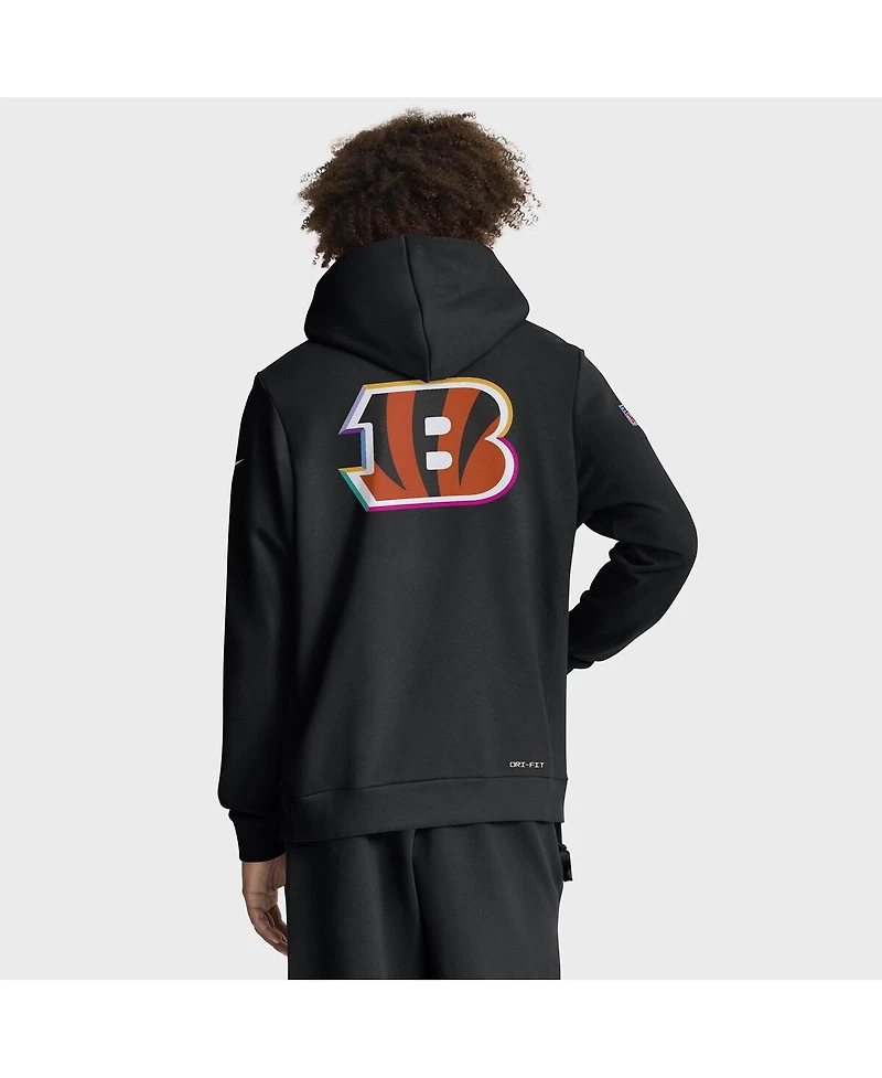 Nike Men's Black Cincinnati Bengals 2025 Nfl Crucial Catch Sideline Standard Issue Dri-fit Hoodie
