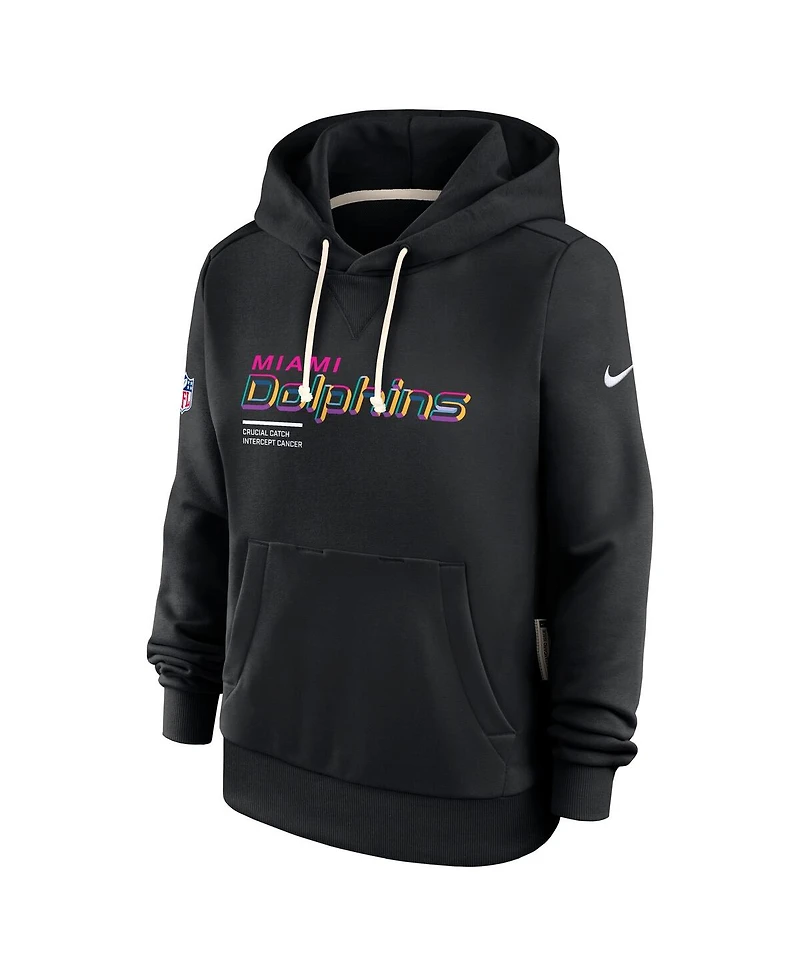 Nike Women's Black Miami Dolphins 2025 Nfl Crucial Catch Sideline Standard Issue Dri-fit Hoodie