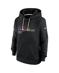 Nike Women's Black Miami Dolphins 2025 Nfl Crucial Catch Sideline Standard Issue Dri-fit Hoodie