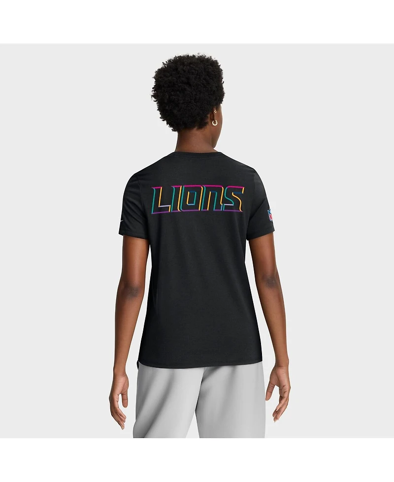 Nike Women's Black Detroit Lions 2025 Nfl Crucial Catch Tri-Blend Dri-fit T-Shirt