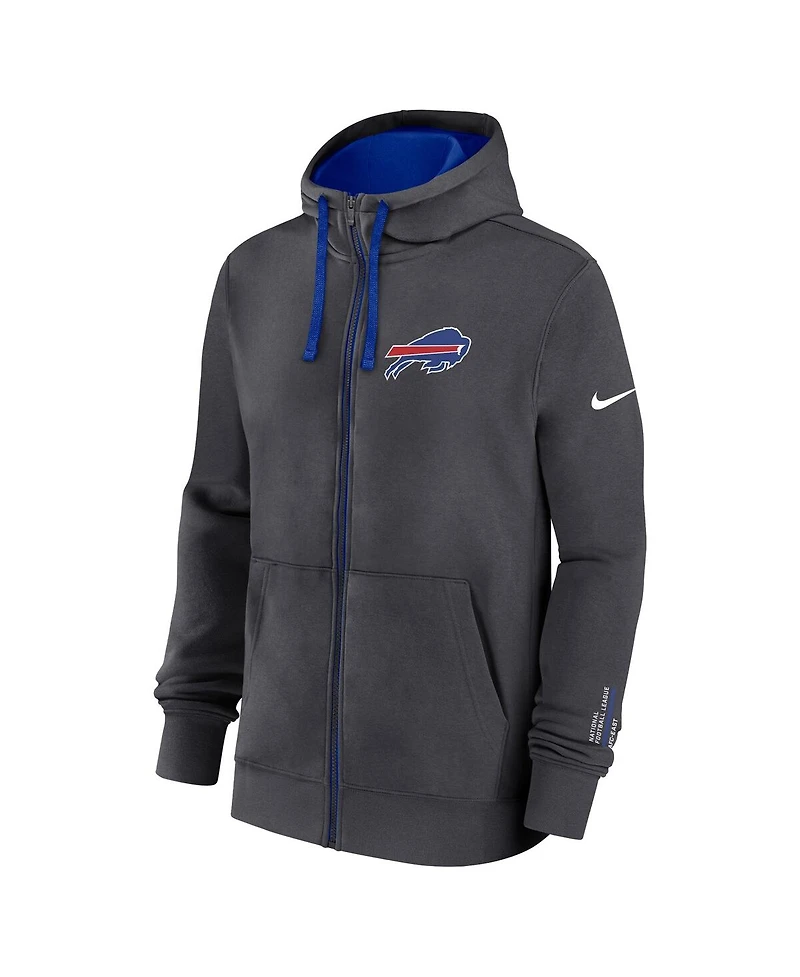 Nike Men's Anthracite Buffalo Bills Primetime Club Full-Zip Hoodie
