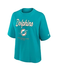 Nike Women's Aqua Miami Dolphins Essential Script Relaxed Boxy T-Shirt