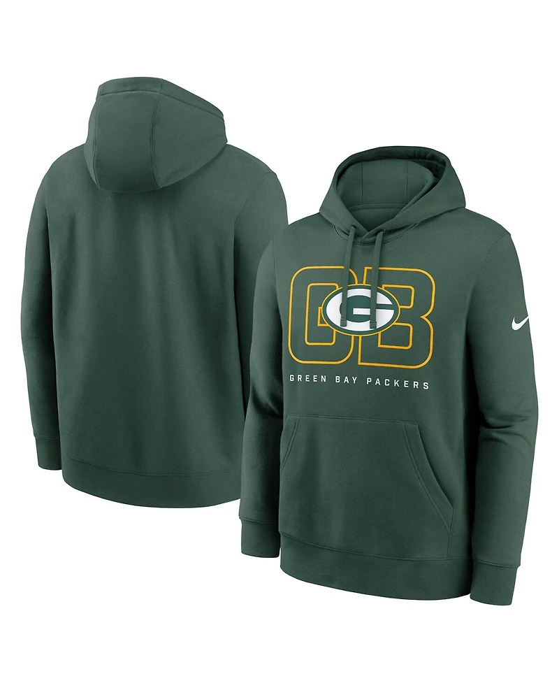Nike Men's Green Green Bay Packers Busted Play Club Fleece Pullover Hoodie