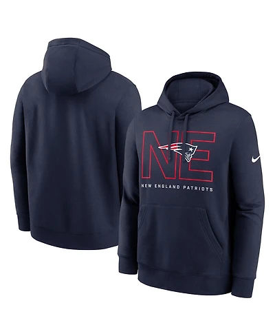 Nike Men's Navy New England Patriots Busted Play Club Fleece Pullover Hoodie