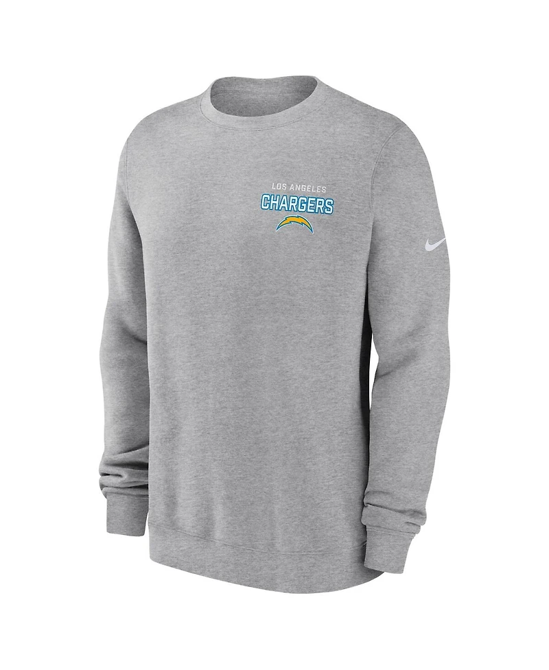 Nike Men's Heather Gray Los Angeles Chargers Primetime Club Fleece Pullover Sweatshirt