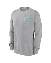 Nike Men's Heather Gray Los Angeles Chargers Primetime Club Fleece Pullover Sweatshirt