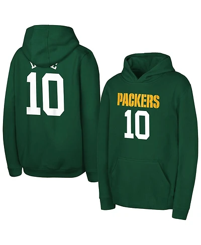 Outerstuff Big Boys and Girls Jordan Love Green Bay Packers Mainliner Player Name Number Hoodie
