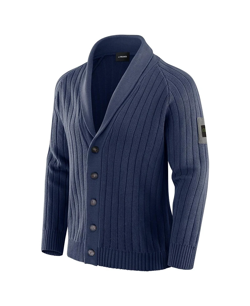 J. Palmer Men's Navy Seattle Seahawks the Playmaker Cardigan Raglan Sweater