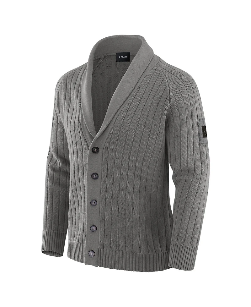 J. Palmer Men's Graphite Detroit Lions the Playmaker Cardigan Raglan Sweater