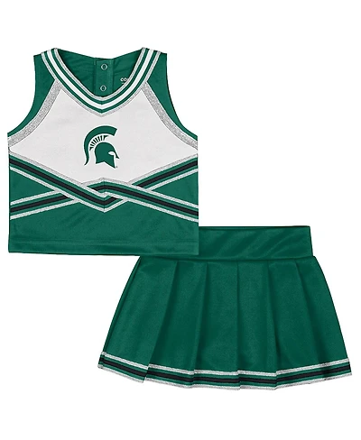 Colosseum Girls Toddler 2-Piece Green Michigan State Spartans Lollipop Park Cheer Set