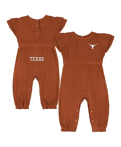 Colosseum Baby Boys and Girls Texas Orange Longhorns Beautopia Waffle Knit Romper