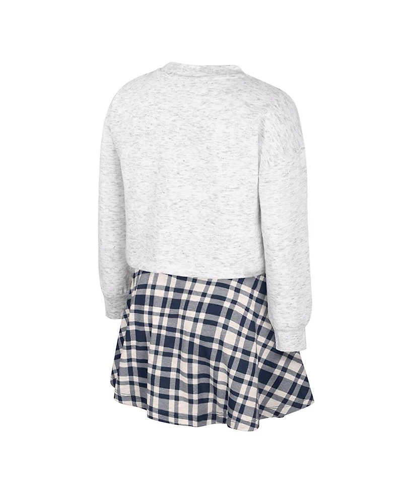 Colosseum Big Girls 2-Piece Gray Michigan Wolverines Marceline Plaid Skirt and Top Set
