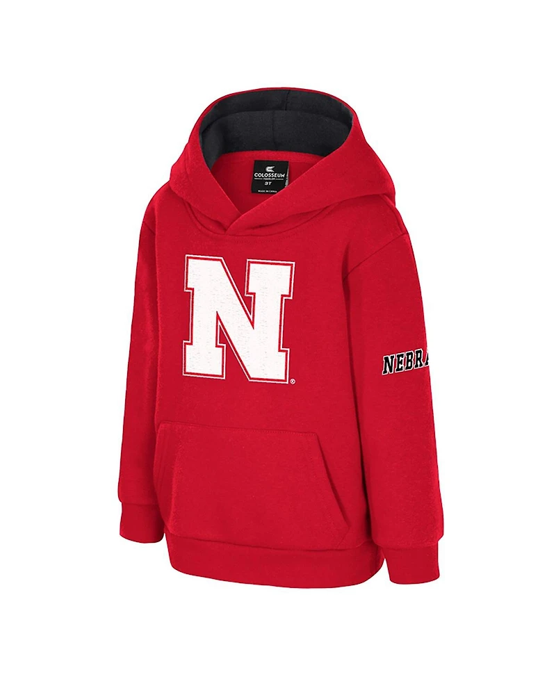 Colosseum Toddler Scarlet Nebraska Huskers Big Logo Volume Fleece Pullover Hoodie