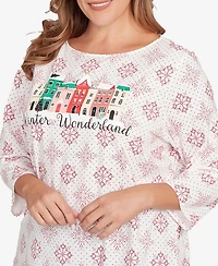 Ruby Rd. Plus Winter Wonderland Snowflake Knit Top
