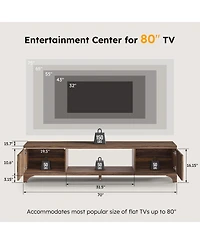 70-Inch Modern Tv Stand Mid-Century Entertainment Center with Storage for 65"/75" TVs