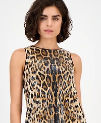 Anne Klein Women's Animal-Print Sequin Shift Dress