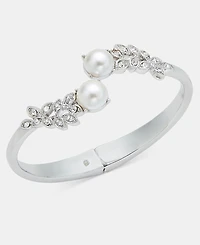 Charter Club Crystal & Imitation Pearl Bypass Bangle Bracelet, Macy's Exclusive