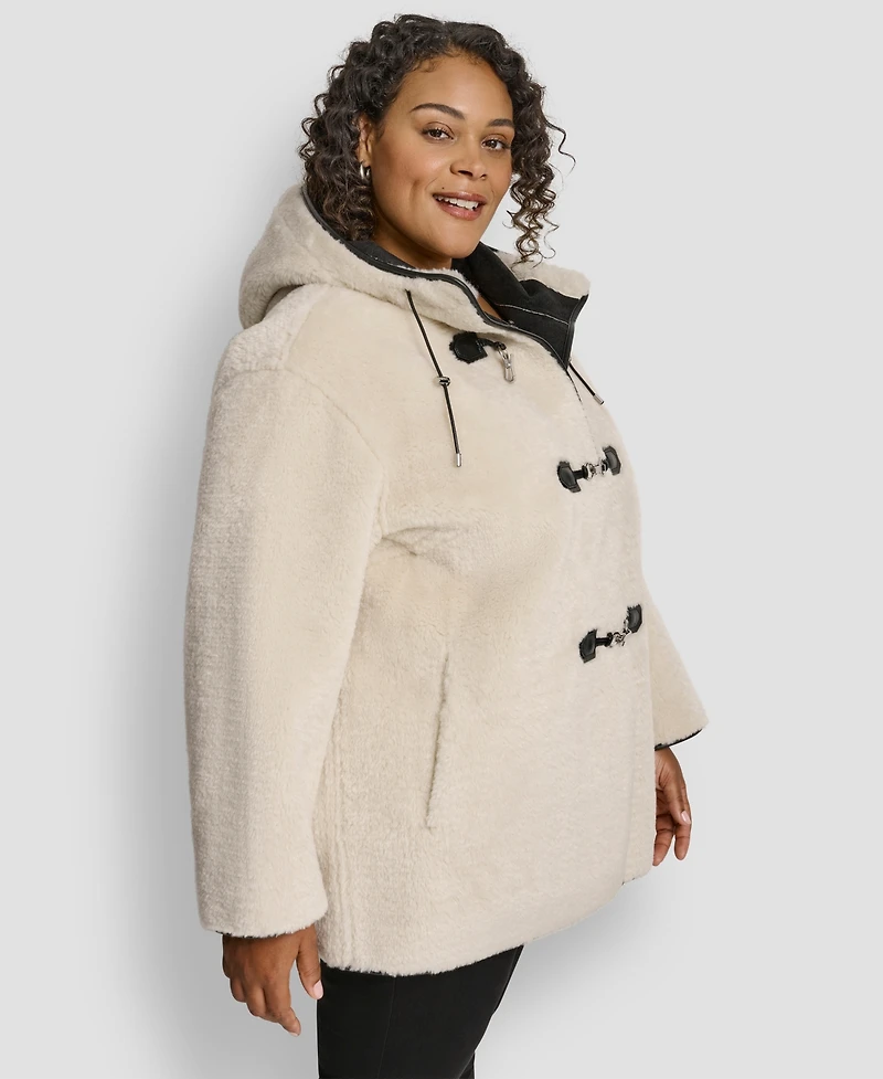 Dkny Plus Hooded Toggle Coat