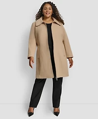 Dkny Plus Belted Zip-Up Wool Coat