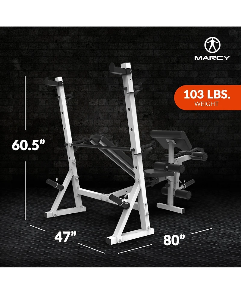 Marcy Olympic Weight Bench, Home Gym Exercise Equipment Workout Machine, White