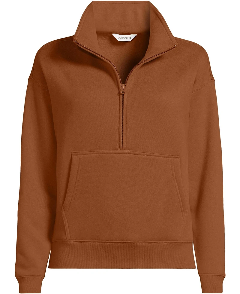 Lands' End Women's Relaxed Serious Sweats Long Sleeve 1/2 Zip Sweatshirt