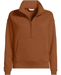 Lands' End Women's Relaxed Serious Sweats Long Sleeve 1/2 Zip Sweatshirt