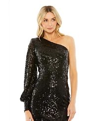 Mac Duggal Women's One Sleeve Sequin Mini Dress