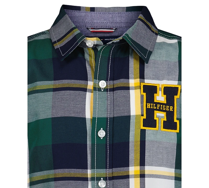 Tommy Hilfiger Boys 2T-7 Patch Plaid Point Collar Shirt