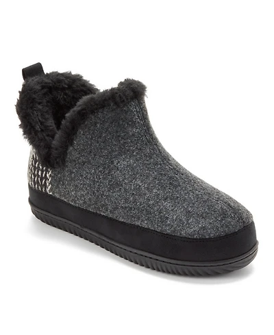 Dearfoams Women's Felted and Plaid Boot Slipper