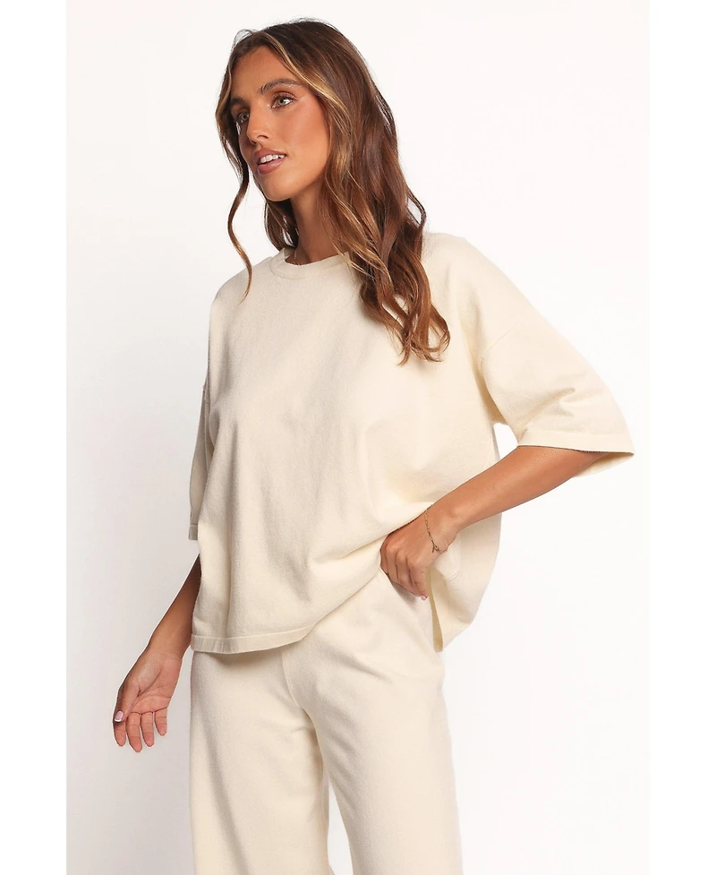 Petal and Pup Women's Ash Knitted T-Shirt - White
