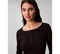 Calvin Klein Jeans Women's Long Sleeve Ribbed Knit T-Shirt