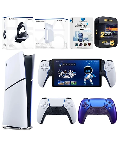 Sony PlayStation 5 Slim Digital Bundle with Disc Drive, Extra Controller, Pulse Elite Headset, Portal