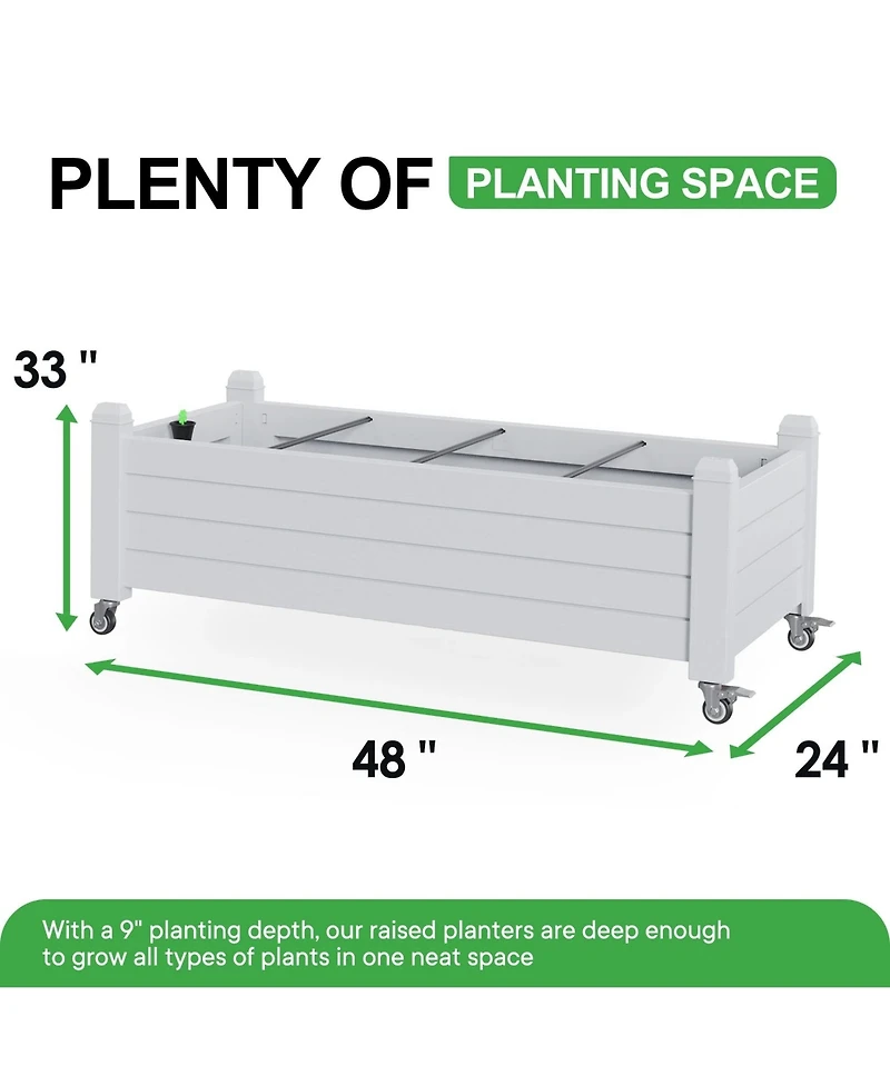 Chic Crate - Amitiel Outdoor Raised Garden Bed Planter Box With Wheels