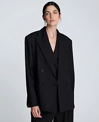 Kenneth Cole Juniors' Pinstripe Double-Breasted Boyfriend Jacket