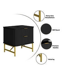 2-Drawer Nightstand with Metal Base
